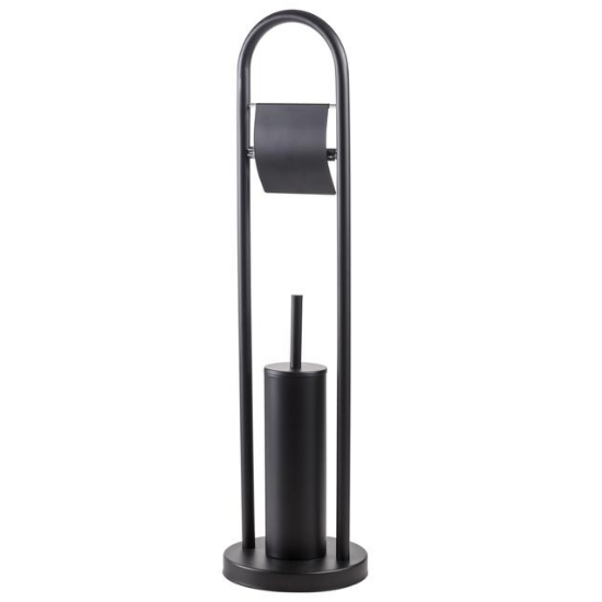 Ayaklı Klozet Fırçası ve Kağıtlık Siyah