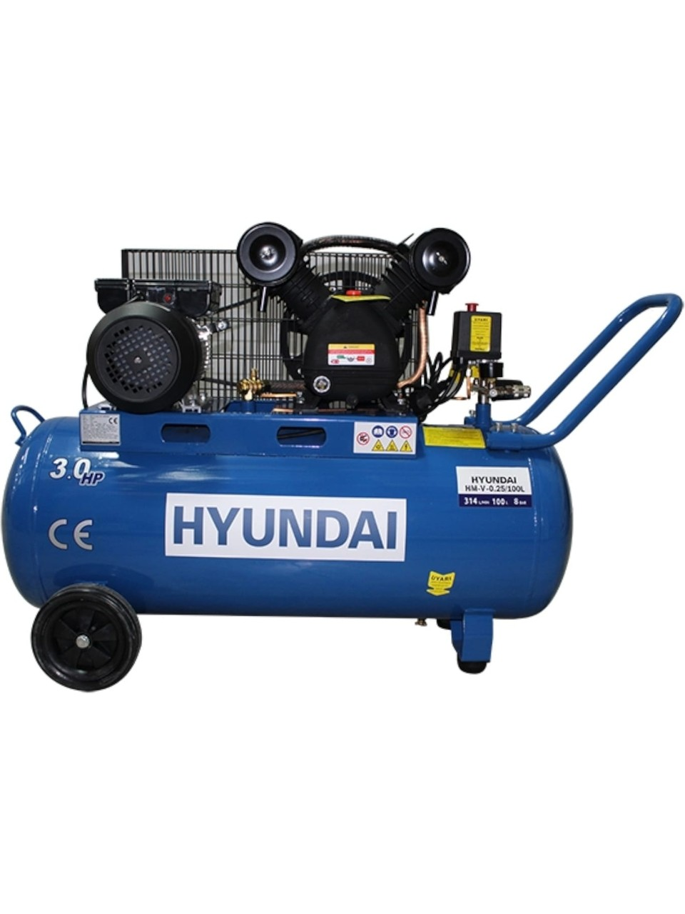 Hyundai Hmv025 Kompresör 8Bar Yağlı tip 100lt 2.2kw 3hp