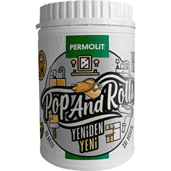 Permolit Pop And Rolls Su Bazlı Saf Akrilik Yenileme Boyası Beyaz 0,75 lt