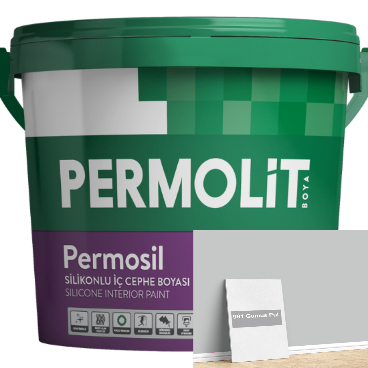 Permolit Permosil Silikonlu Mat İç Cephe Boyası 3,5kg Gümüş Pul