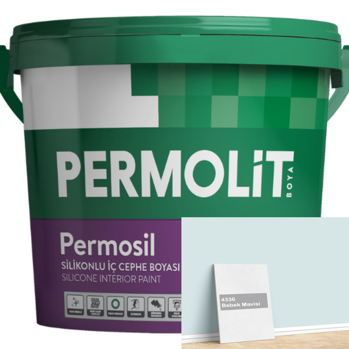 Permolit Permosil Silikonlu Mat İç Cephe Boyası 3,5kg Bebek Mavisi