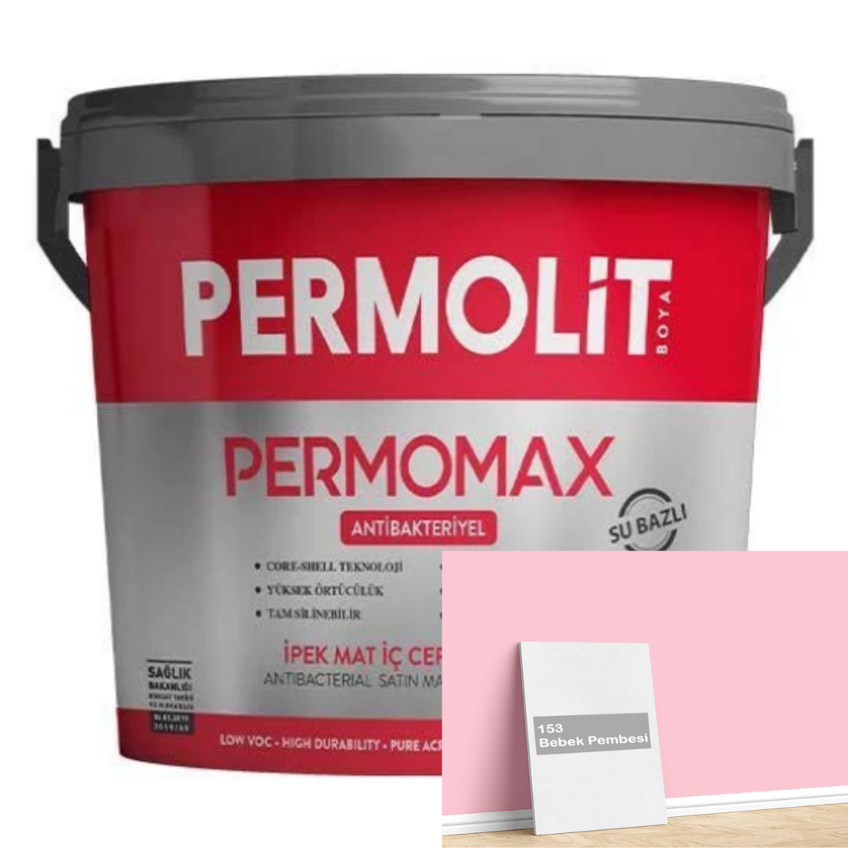 Permolit Permomax İpek Mat İç Cephe Boyası 2,5lt Antibakteriyel Bebek Pembesi