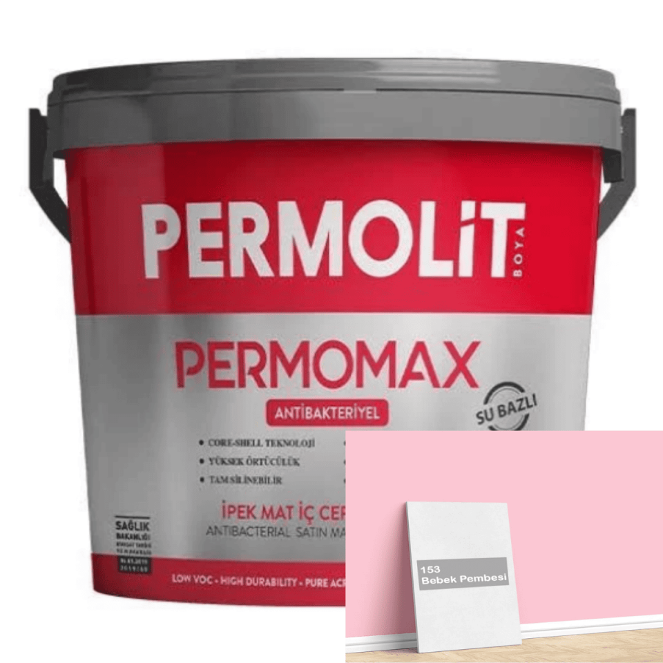 Permolit Permomax İpek Mat İç Cephe Boyası 2,5lt Antibakteriyel Bebek Pembesi
