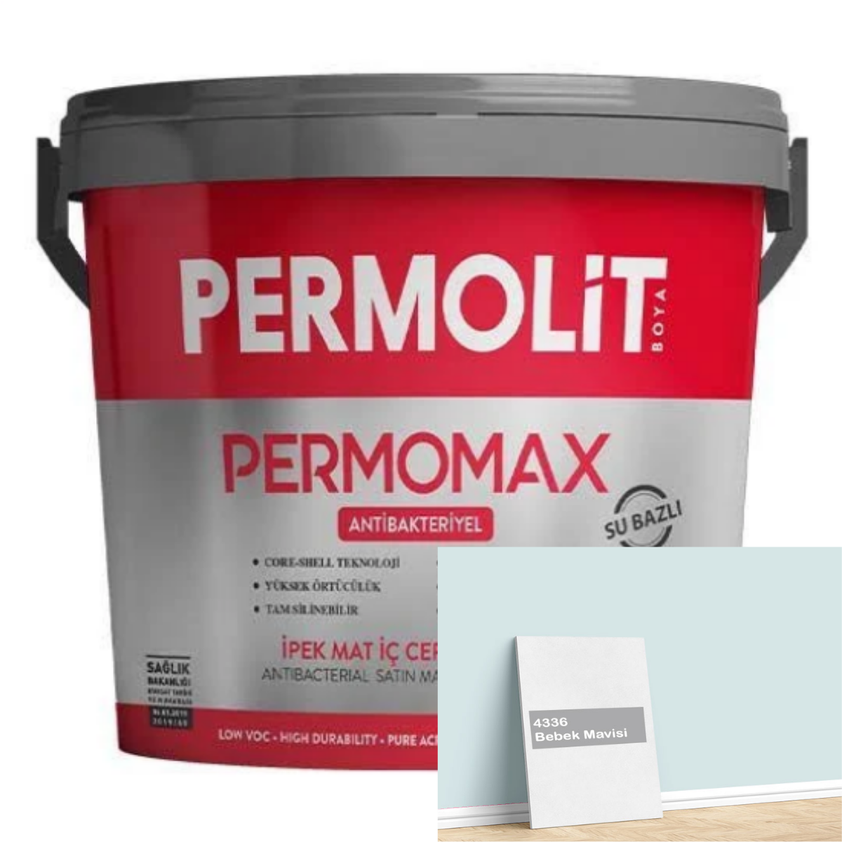 Permolit Permomax İpek Mat İç Cephe Boyası 2,5lt Antibakteriyel Bebek Mavisi
