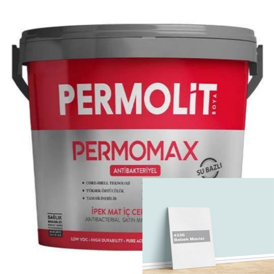 Permolit Permomax İpek Mat İç Cephe Boyası 2,5lt Antibakteriyel Bebek Mavisi
