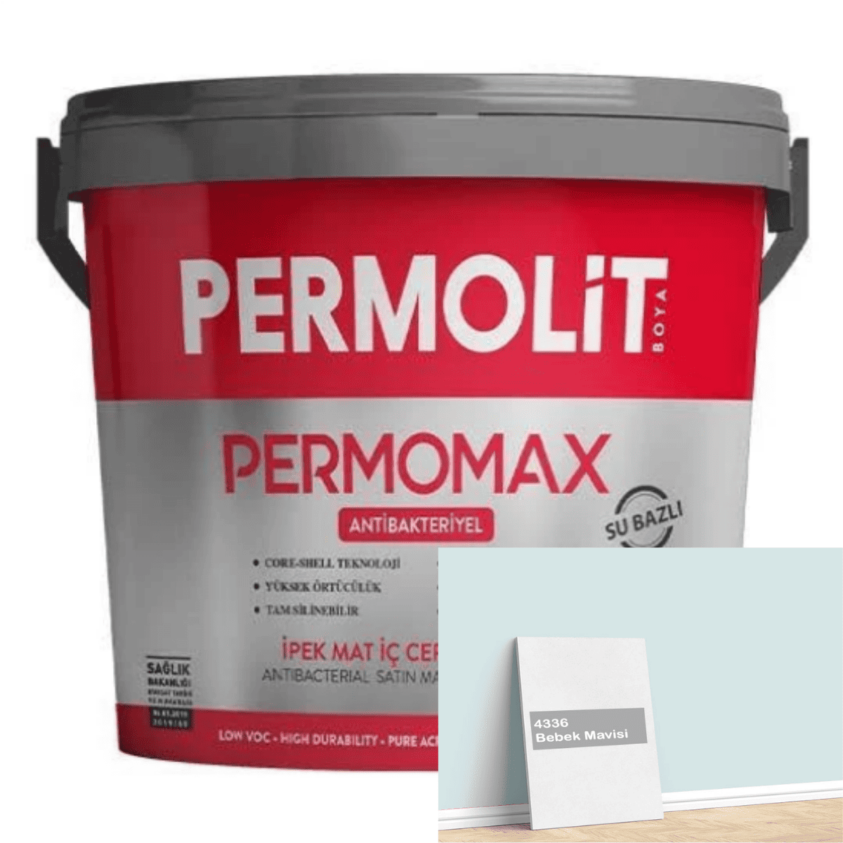 Permolit Permomax İpek Mat İç Cephe Boyası 2,5lt Antibakteriyel Bebek Mavisi