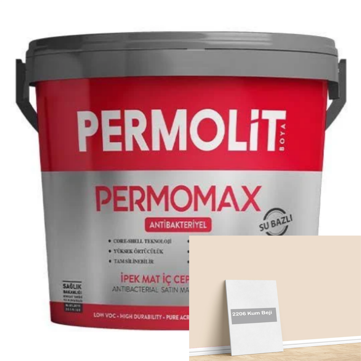 Permolit Permomax İpek Mat İç Cephe Boyası 2,5lt Antibakteriyel Kum Beji