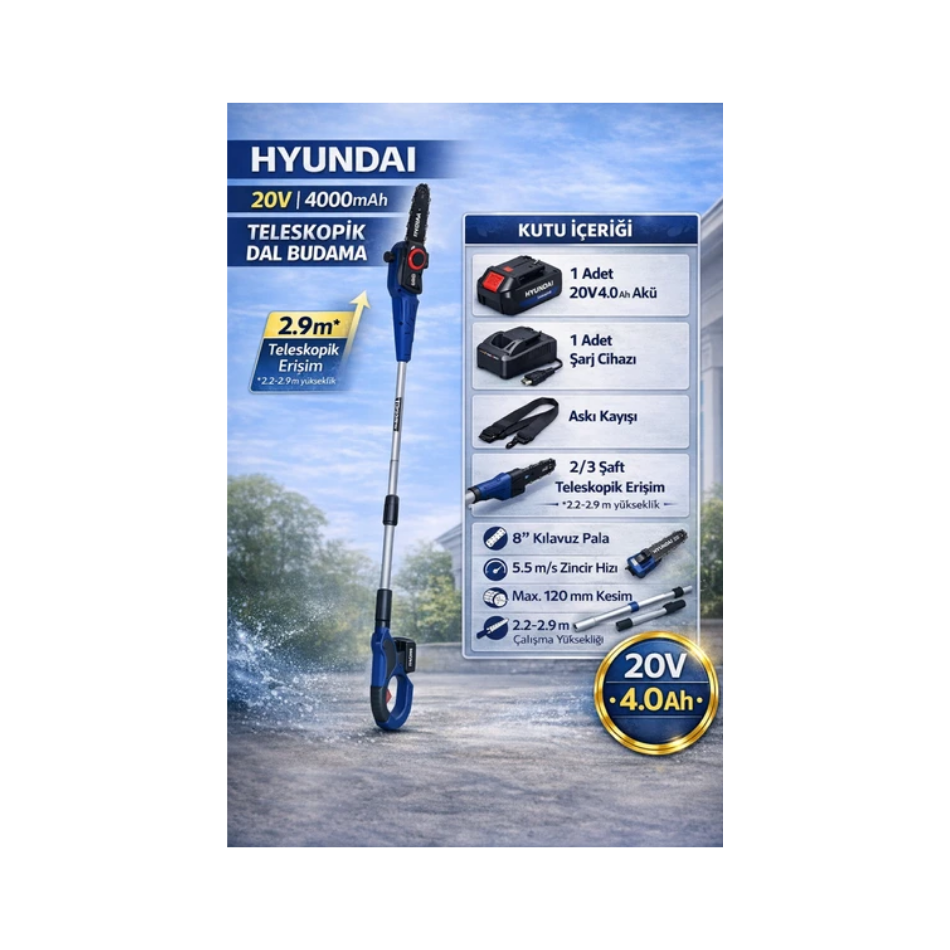 Hyundai Hcst108 Yüksek Dal Budama Testeresi 290cm