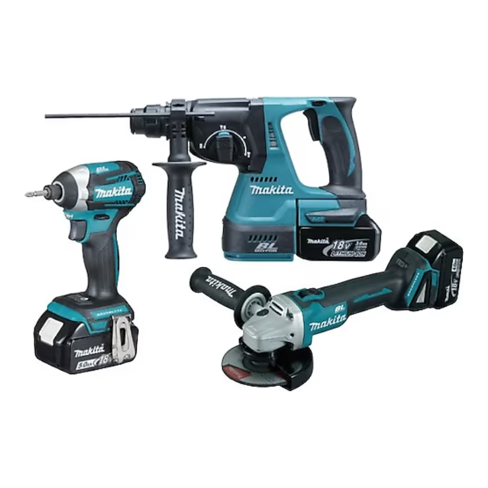 Makita DLX3070TX 18 V 5.0 Ah 3'lü Akülü Kombine Set