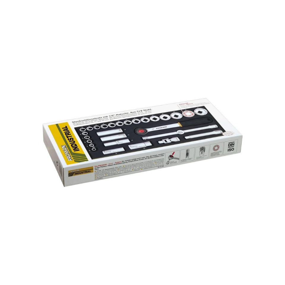 Proxxon 23000 1/2'' Cırcır Kollu 29 Parçalı Lokma Takımı